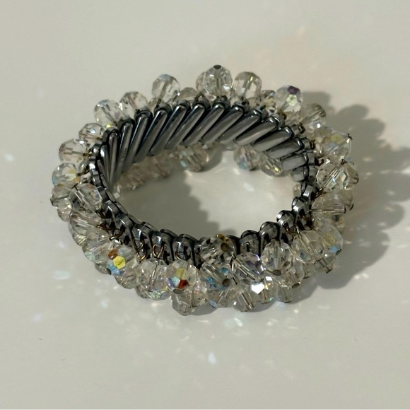 Vintage Japan rhinestone crystal ab expandable bracelet - Picture 1 of 6